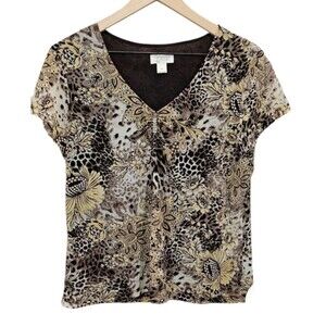 Vintage Y2K Leopard Print Top Women's XL Indie Fairy Grunge Mob Wife Maximalist